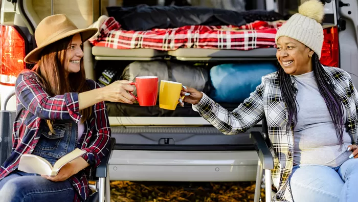 friends enjoying rv and outdoor adventures