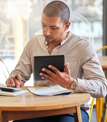 man reviewing finances