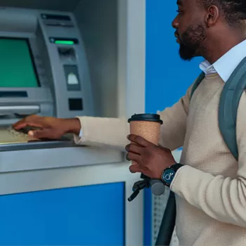 man using atm